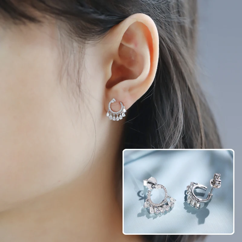 EDI роскошные золотые серьги-подвески с бриллиантами 14 к белое золото 0 58ctw G/SI