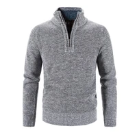 stretchy soft turtleneck zipper neck men sweater pullover male clothing