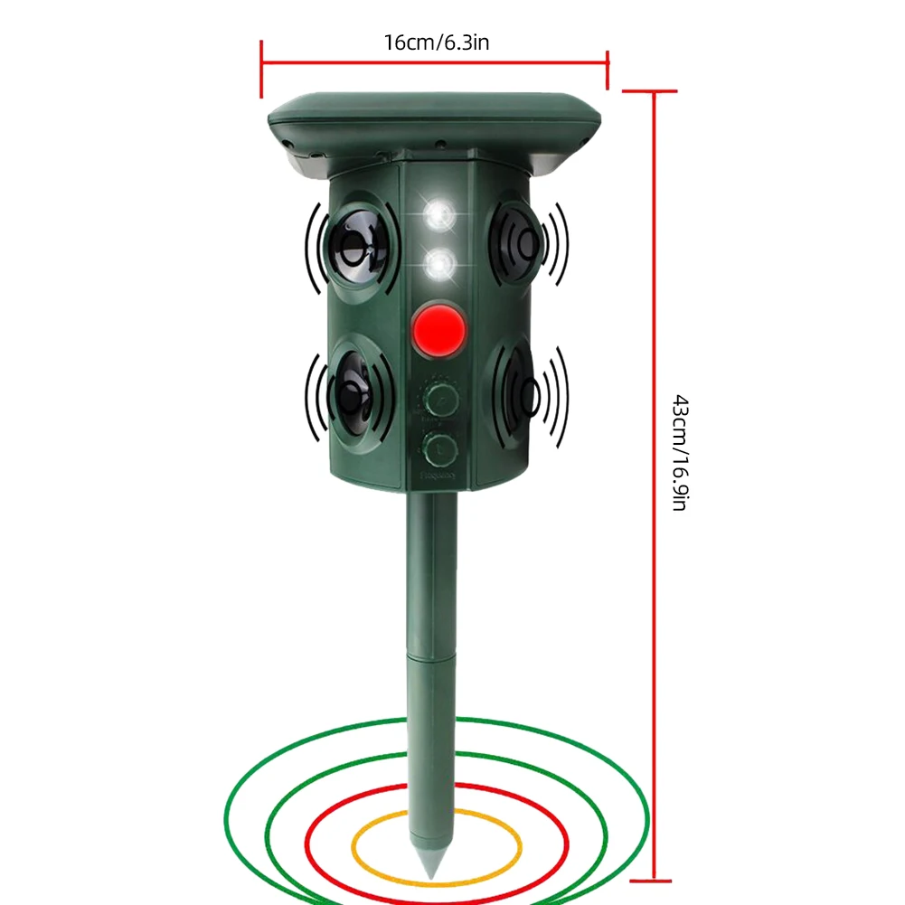 

Solar Powered Ultrasonic Repeller Sonic Animal Repeller Operated Outdoor Waterproof for Garden Field Yard Green Gardening tools