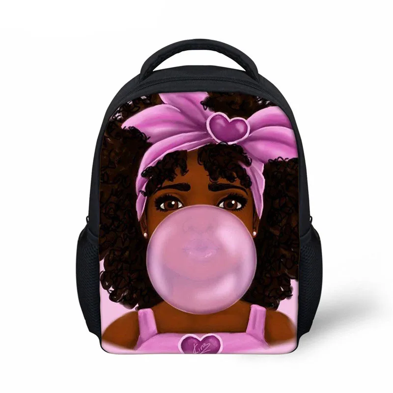 

Детские школьные ранцы 12 дюймов, рюкзак для детского сада, школьный ранец, кавайная африканская черная сумка с принтом для маленьких девоче...