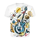 Футболка с 3D-принтом музыкальной гитары, модная крутая футболка, забавная Повседневная Свободная футболка с коротким рукавом, белая рубашка в стиле Харадзюку