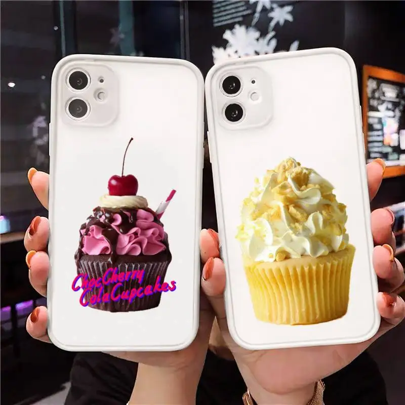 

Cupcake Food colorful dessert cute Phone Case For iPhone 12 11 Mini Pro XR XS Max 7 8 Plus X Matte transparent White Cover