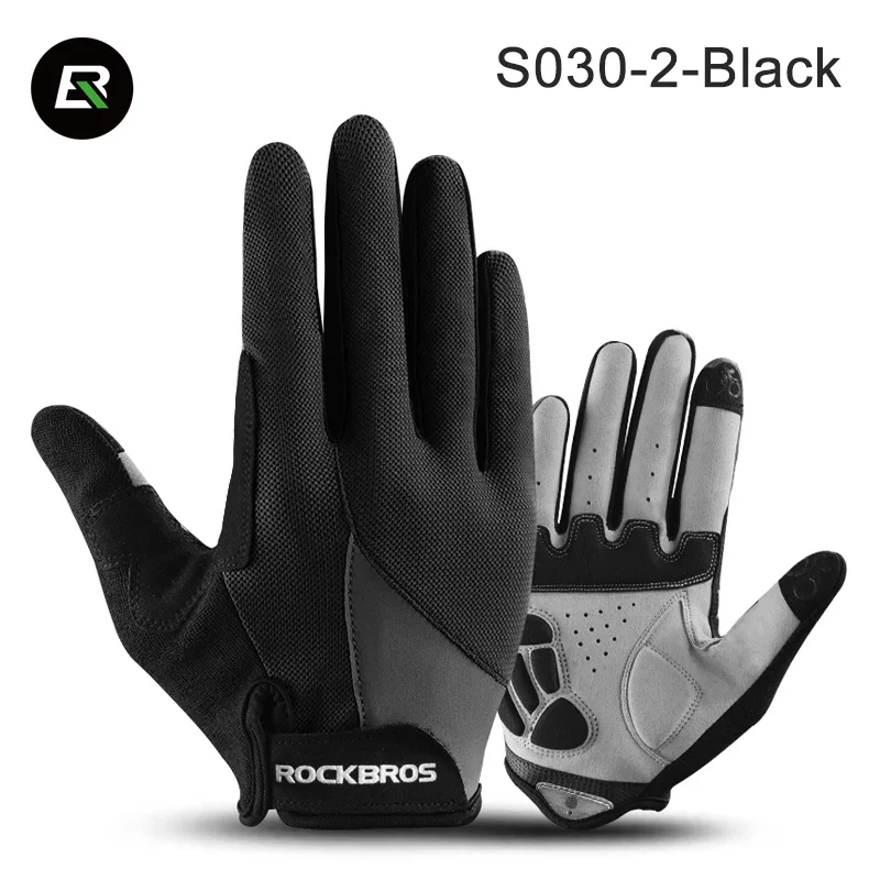 S030-2-Black ROCKBROS зима осень велосипедные перчатки полный палец сохраняет тепло MTB Горный велосипедные перчатки с гелевой пропиткой коврик ударопрочный мотоцикл велосипедные перчатки - Цвет: S030-2-Black