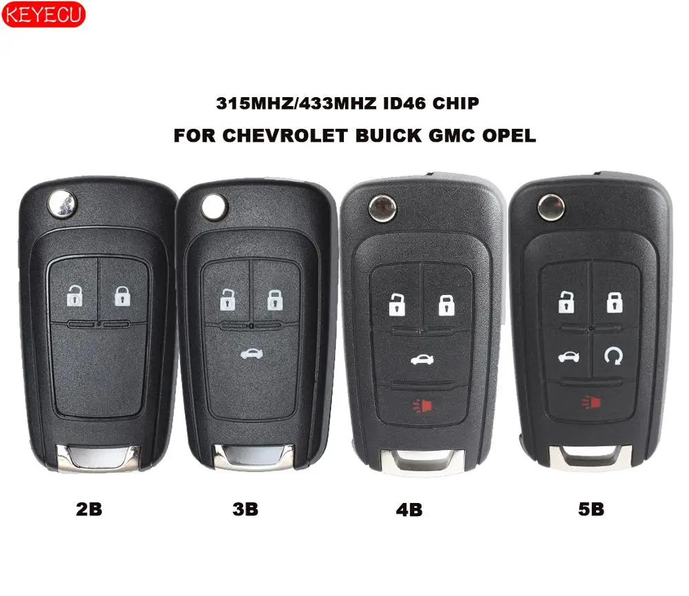 

KEYECU дистанционный Автомобильный ключ 2B/3B // 4B/5B Fob 5B 315 МГц/433 МГц ID46 для Chevrolet Cruze Camaro Malibu Sonic Opel GMC OHT01060512