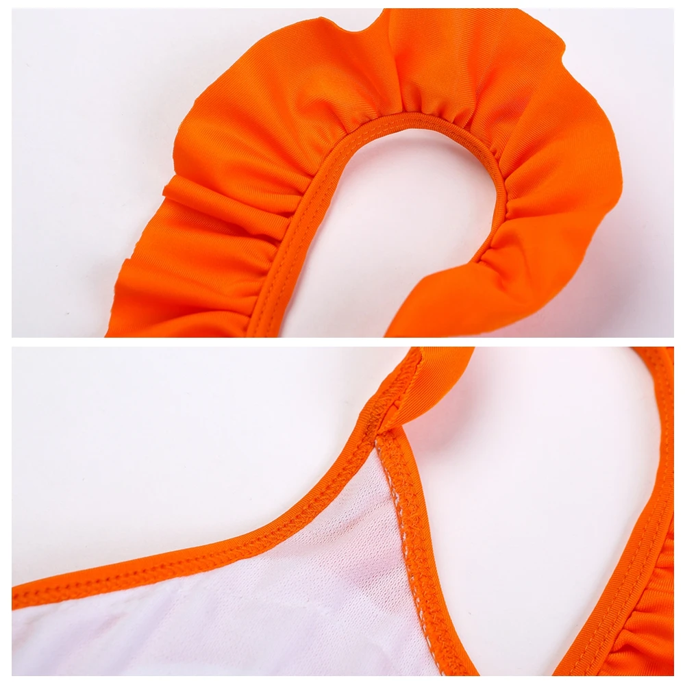 Маленький монокини с рюшами купальник двойной плечи Девушки Одежда для купания