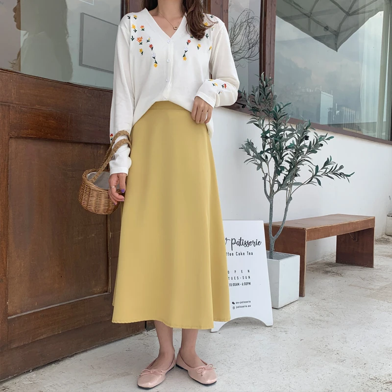 Women Summer elegant OL Skirt Ladies A-Line Fashion Party Office Skirts Solid High Waist | Женская одежда