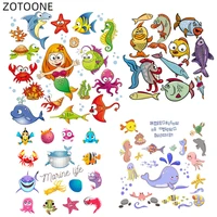 zotoone iron on fish patches for clothing underwater animal patch for kids diy mermaid stickers heat transfer clothes appliques