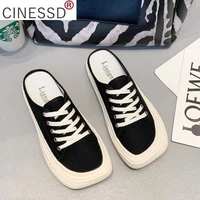 black womens shoes 2021 spring fashion lolita shoes casual ladies slippers individuality canvas sneakers square toe ugly shoes