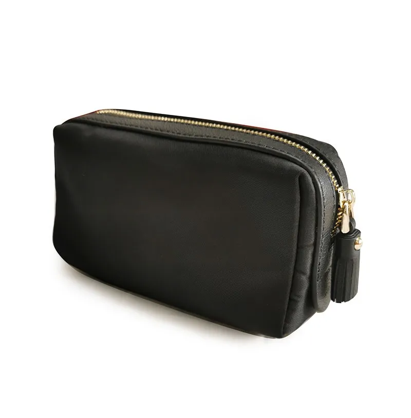 Small cosmetic bag silver fashion black eyes smile leather lovely receive bag nylon fabric wash gargle bag