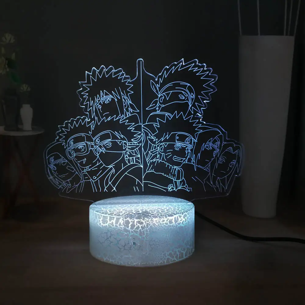 Светодиодная лампа ночник светильник фигурки Наруто 7 цветов настольная