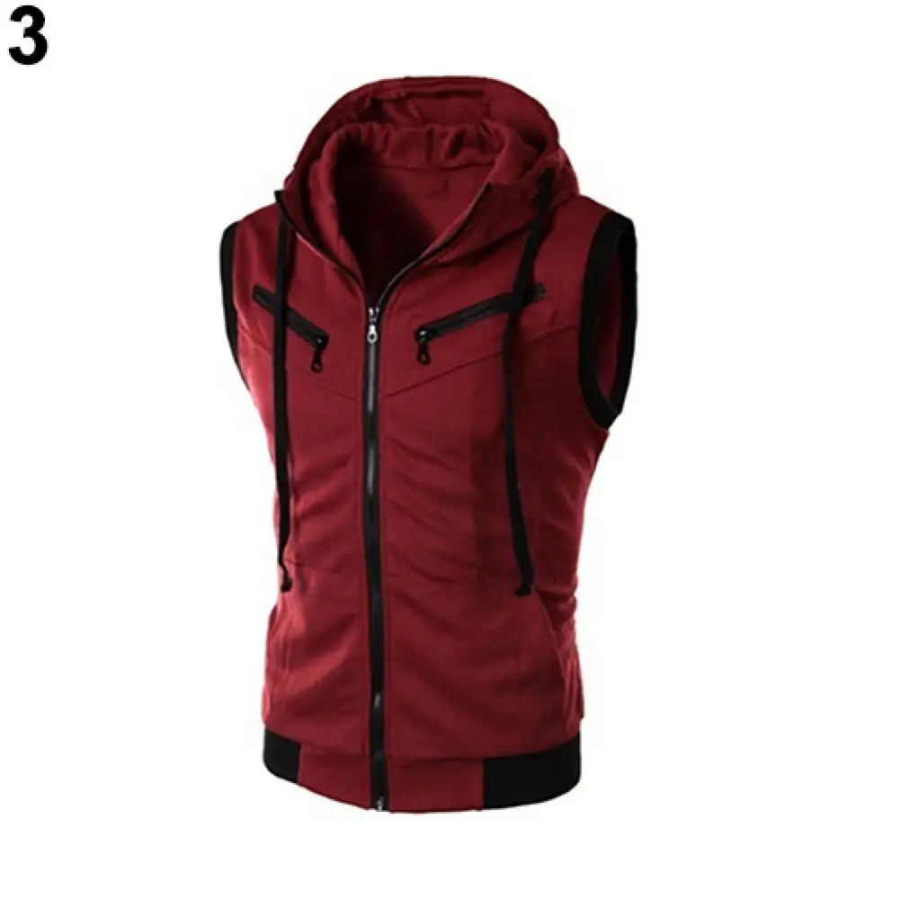 

Men Fashion Dropshipping New Men's Fashion s Drawstring Hooded Zipper Slim-Fit Vest Waistcoat Outerwear