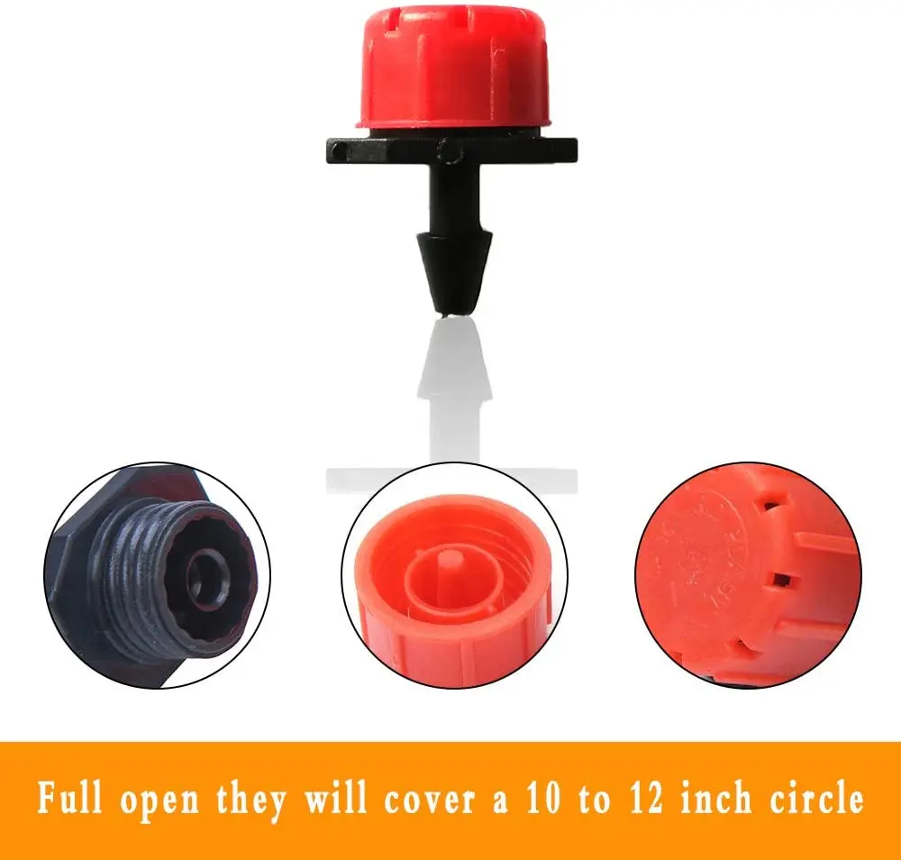 

50-500PCS Garden Adjustable Nozzles Drip Irrigation Watering Sprinkler 1/4'' Anti-Clogging Dripper Emitter Flower Beds Vegetable