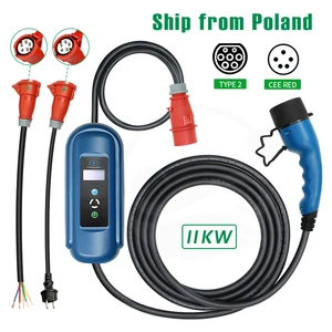 wallbox 16a 3phase level 2 ac ev charger 11kw evse charger portable charger electric vehicle car charger type 2 iec62196 type 1 free global shipping