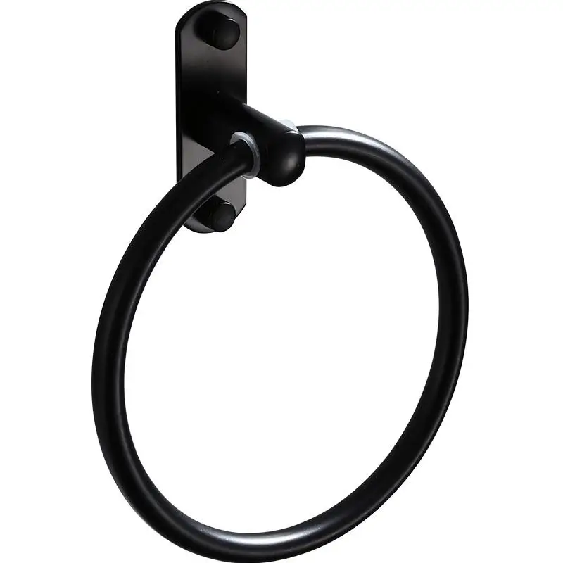 Черный алюминиевый настенный держатель для полотенец Круглый с кольцом Полка
