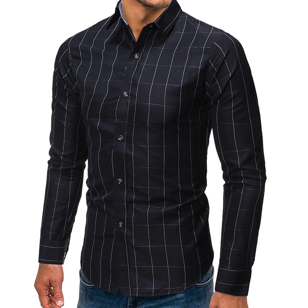 Рубашка camisa masculina мужская рубашка мужские рубашки chemise homme Кнопка отложной воротник Slim Fit длинный рукав рубашка Z4