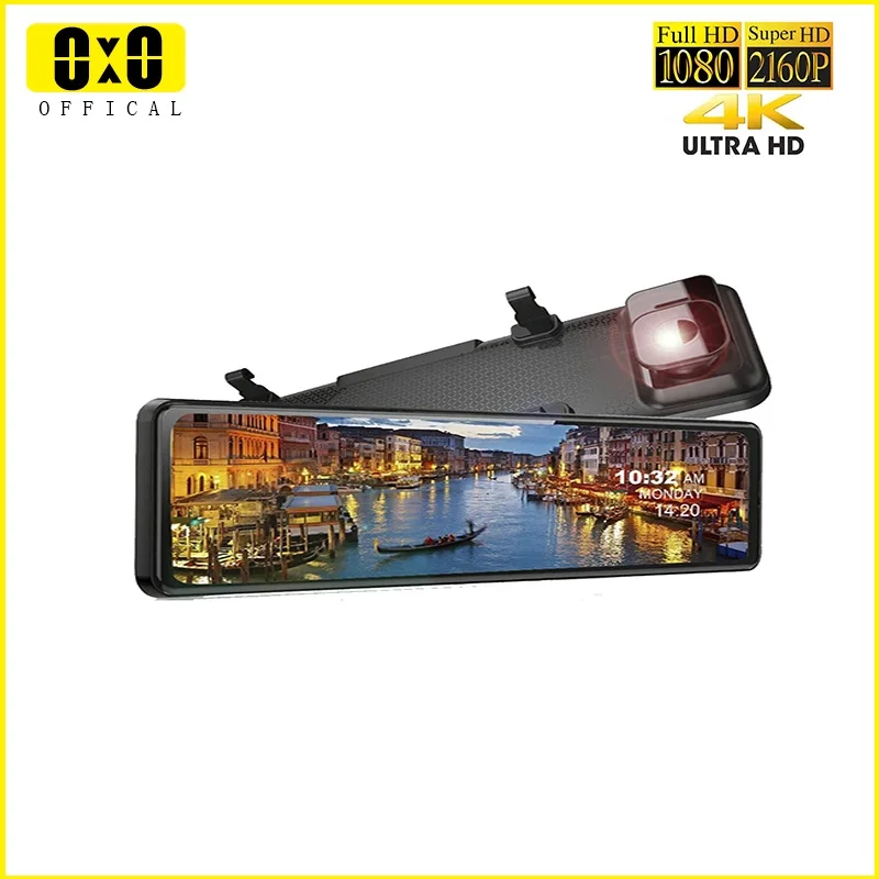 

4K Video Recorder Mirror DVR Car Dvr Mirror Rear View with Camera in Car Rear View Mirror 2 In 1 Dash Cam 12 Inch IPS Screen