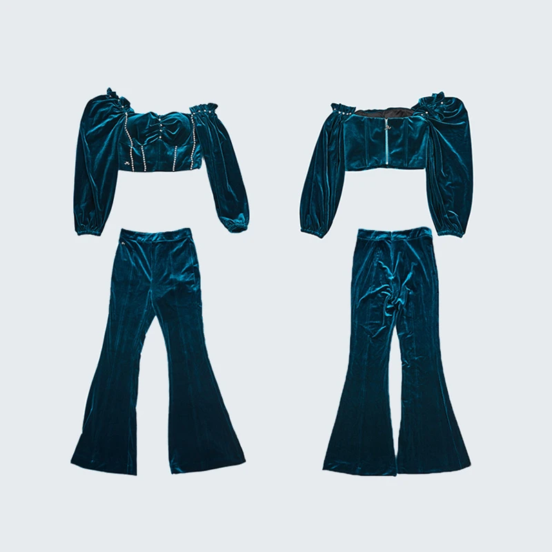 Женские брюки Бархатные Топы с открытыми плечами и высокой талией |