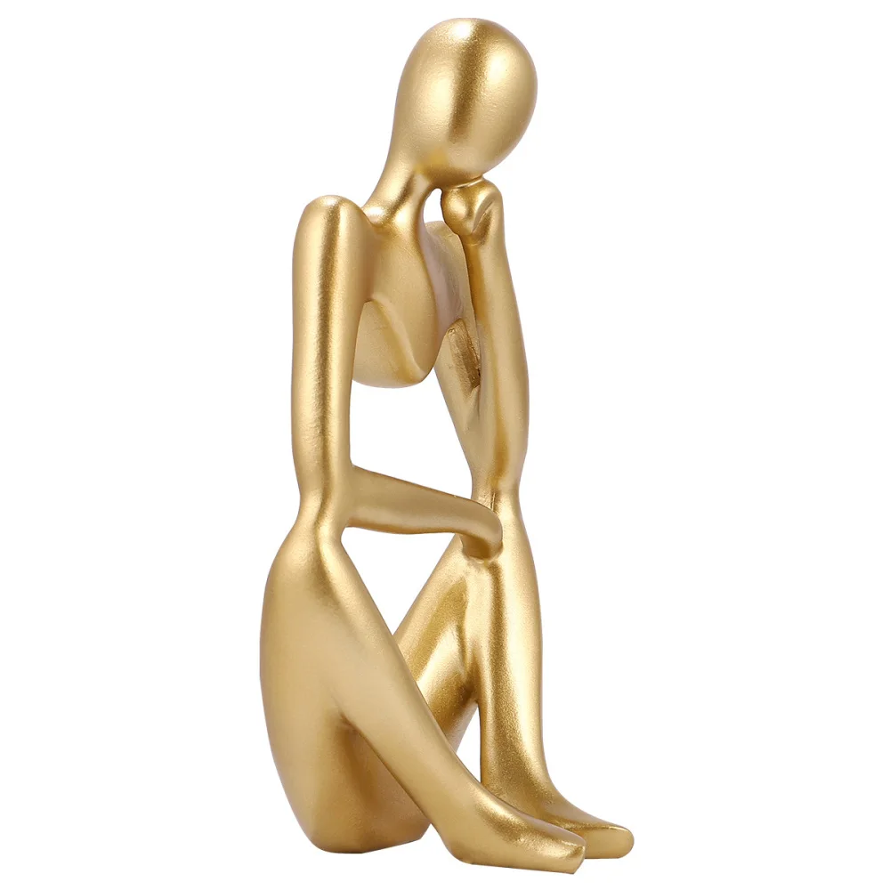 

1Pc Nordic Creative Decorations Sandstone Abstract Figure Shape Ornament for Home Office Desktop (HBSK9508, Golden)