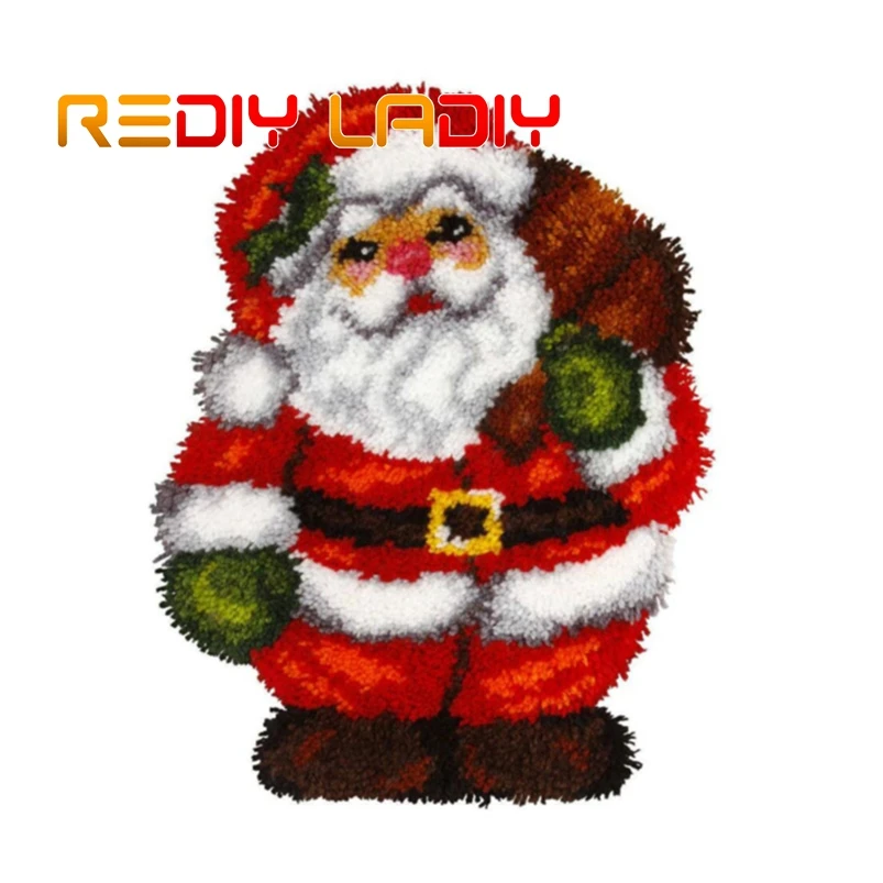 

Набор крючков с защелкой, Рождественский вязаный ковер, ковер из 100% акриловой пряжи, коврик с подушкой, ковер с Санта-Клаусом, домашний декор...