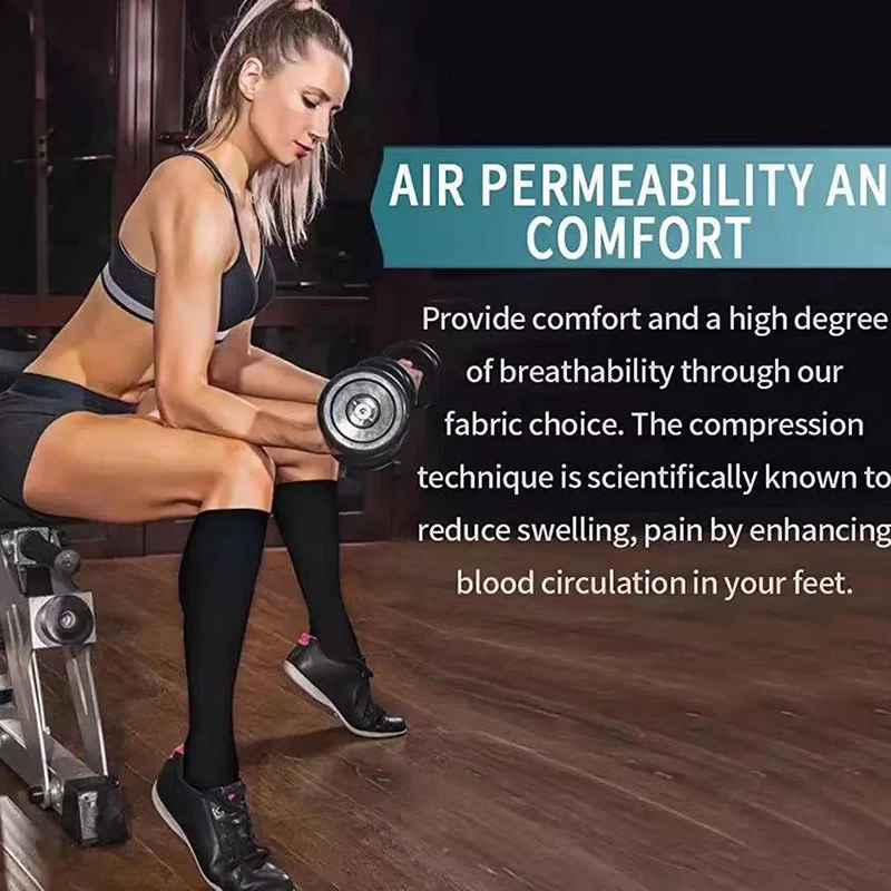 8 Pairs Compression Stockings Socks Pack Women Men 15-20mmHg Circulation Support Running Sport Marathon Cycling Varicose Veins