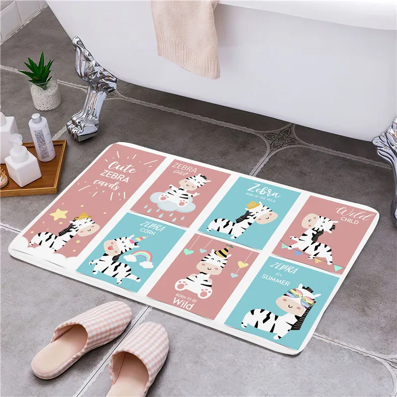 Мультяшный Зебра входная дверь коврик дверной нескользящий для ног домашний