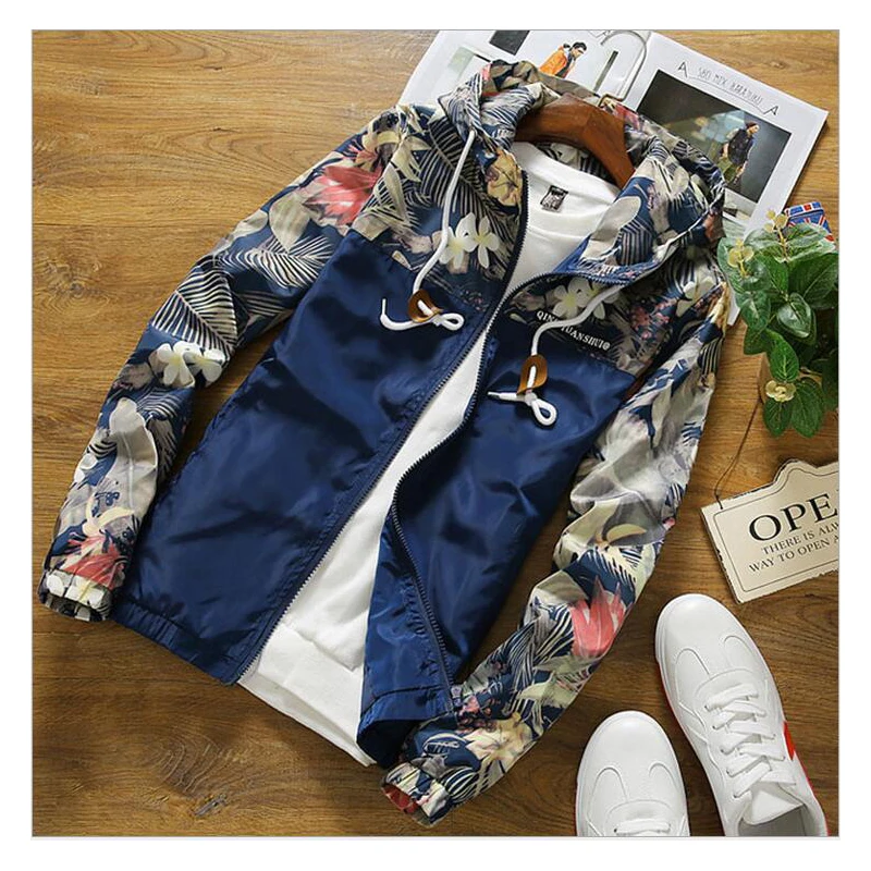 

2020 new spring and summer new slim men's casual college wind jacket and coat fashion floral jacket men's rash brand