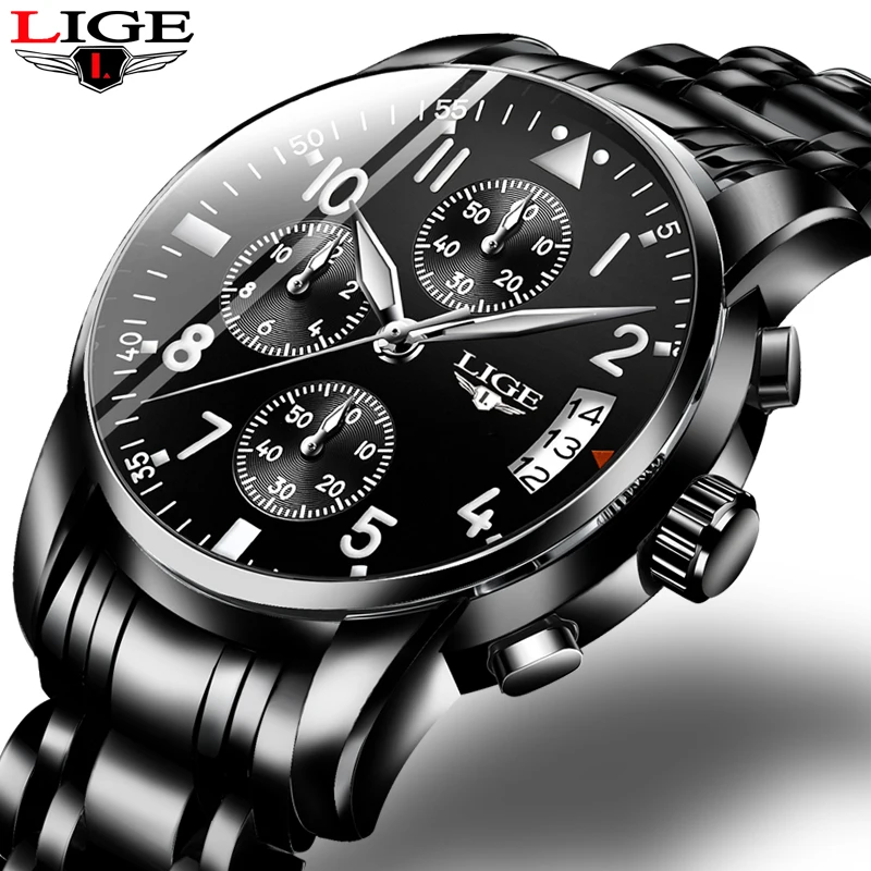 Часы мужские кварцевые с хронографом из нержавеющей стали|Мужские спортивные