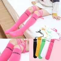 new fashion girls long over knee socks ribbon letter embroidery high knee socks for kids girls cotton warmer colorful socks