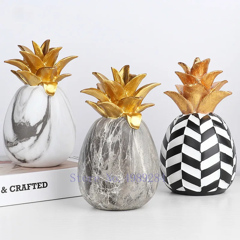 Фигурки из абстрактной смолы ананаса золотых фруктов | Дом и сад
