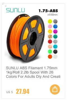 SUNLU ABS черная электрическая 3D прозрачная abs нить 1,75 мм 1 кг/рулон для 3d принтера с 1,75 мм abs для детей, игрушки для проектирования
