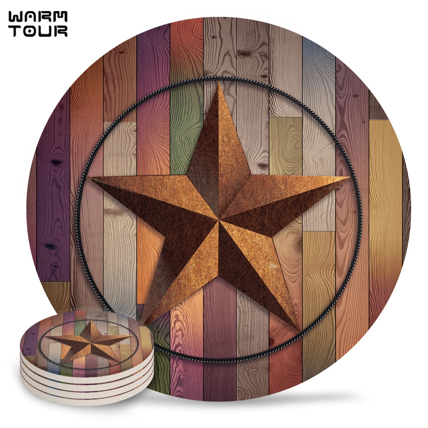 4/6/8 шт. Винтаж Западный Техас звезда Разноцветных Деревянных столовых Керамика