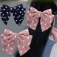 2020 free shipping 3 levels bow barrettes high quality large hairgrips dots hairpins for women ponytail clips hair accessories