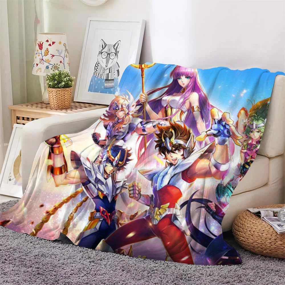 

CLOOCL Anime The Knights of The Zodiac Blanket Print Flannel Blanket for Bed Plush Fluffy Teenager Home Decoration Bedding Quilt