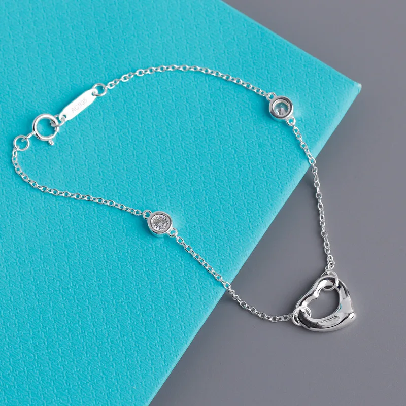 TSHOU243 женские серебряные с круглыми стразами полые в форме сердца серебряный