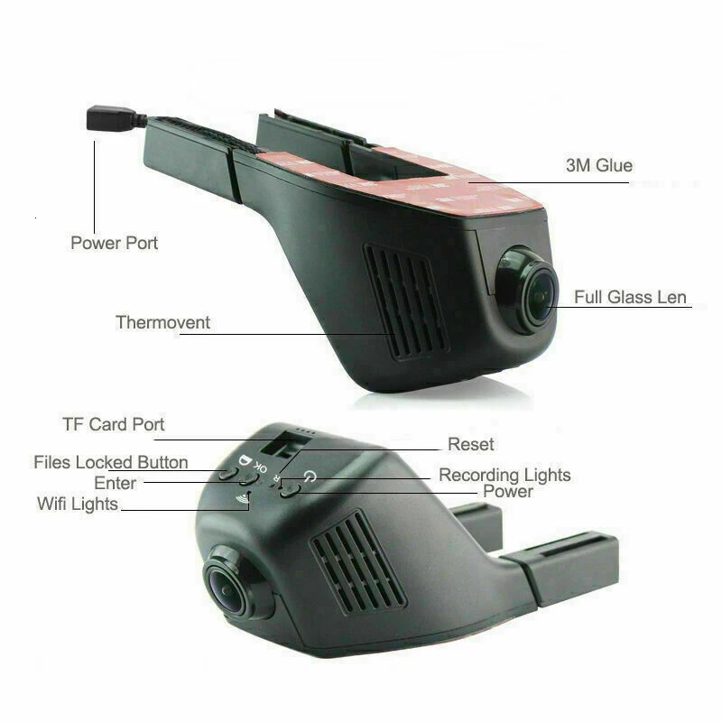 Wi-Fi автомобиля Скрытая DVR камера цифровой видео Регистраторы видеокамера G-Сенсор 1080 P, HD, Wi-Fi, видеорегистратор Поддержка app Управление