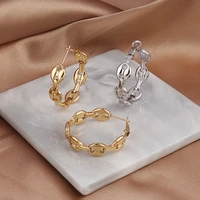 stainless steel earring for women minimalist round circle chain earrings pearl hoop earring geometry statement earring jewelry