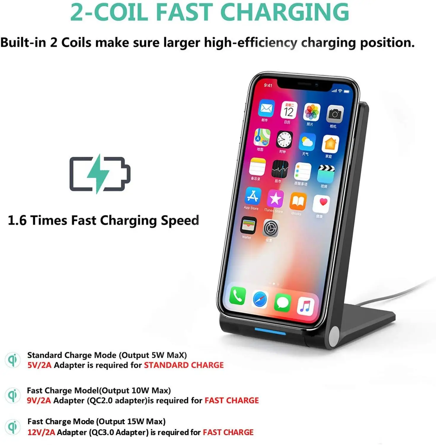 FDGAO 15W Wireless Charger Type C USB Foldable Qi Fast Charging Stand Pad For iPhone 11 Pro XS XR X 8 Samsung S20 S10 Note 10 9 | Мобильные