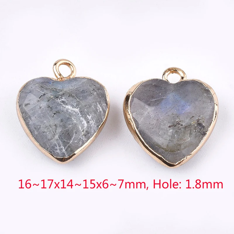 Heart 10 шт. натуральный камень лабрадорит Подвески DIY ювелирные аксессуары Изготовление ожерелья ремесла лунный камень Sunstone Подвески Нерегулярные - Окраска металла: Heart