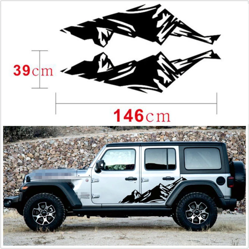 Одна пара новинка 100% Высококачественная Черная Виниловая наклейка для джипа