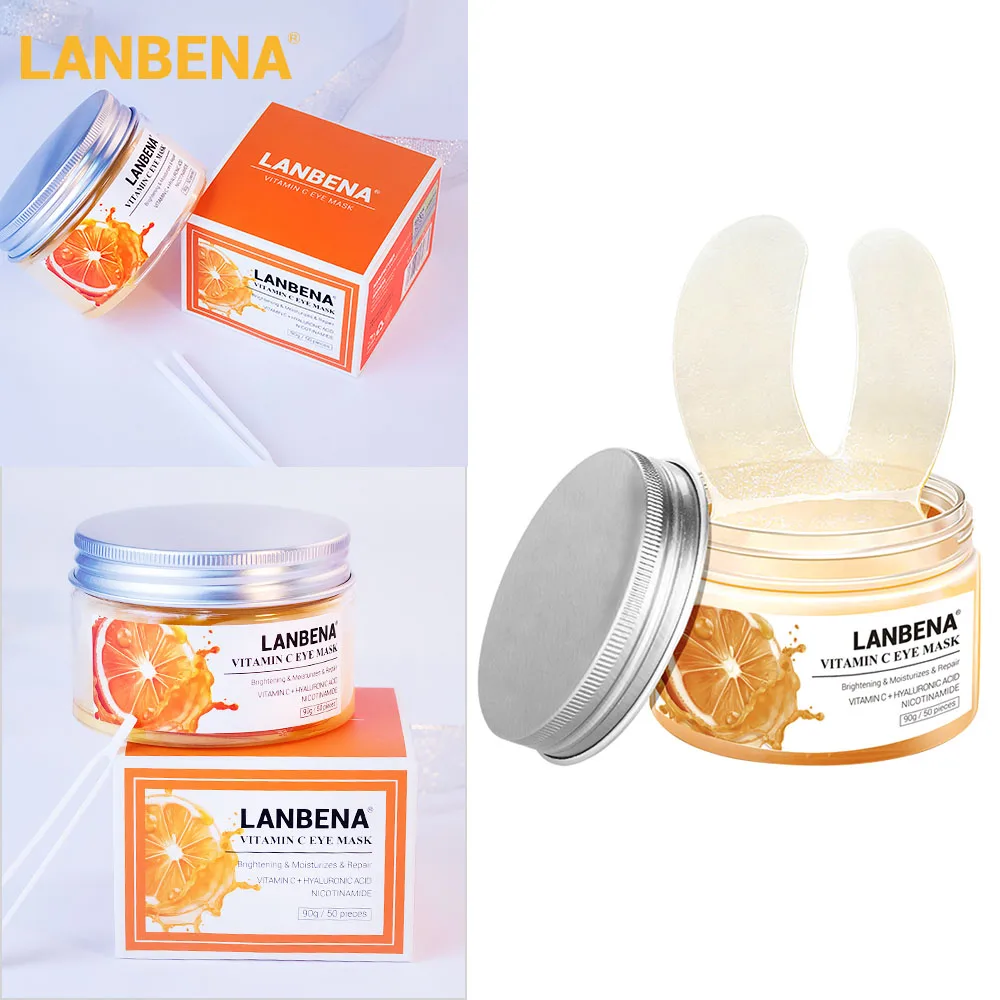 

LANBENA Vitamin C Eye Mask Eye Patches Hyaluronic Acid Serum Remove Eye Bags Eye Lines Improve Dark Circles Firming Brighten