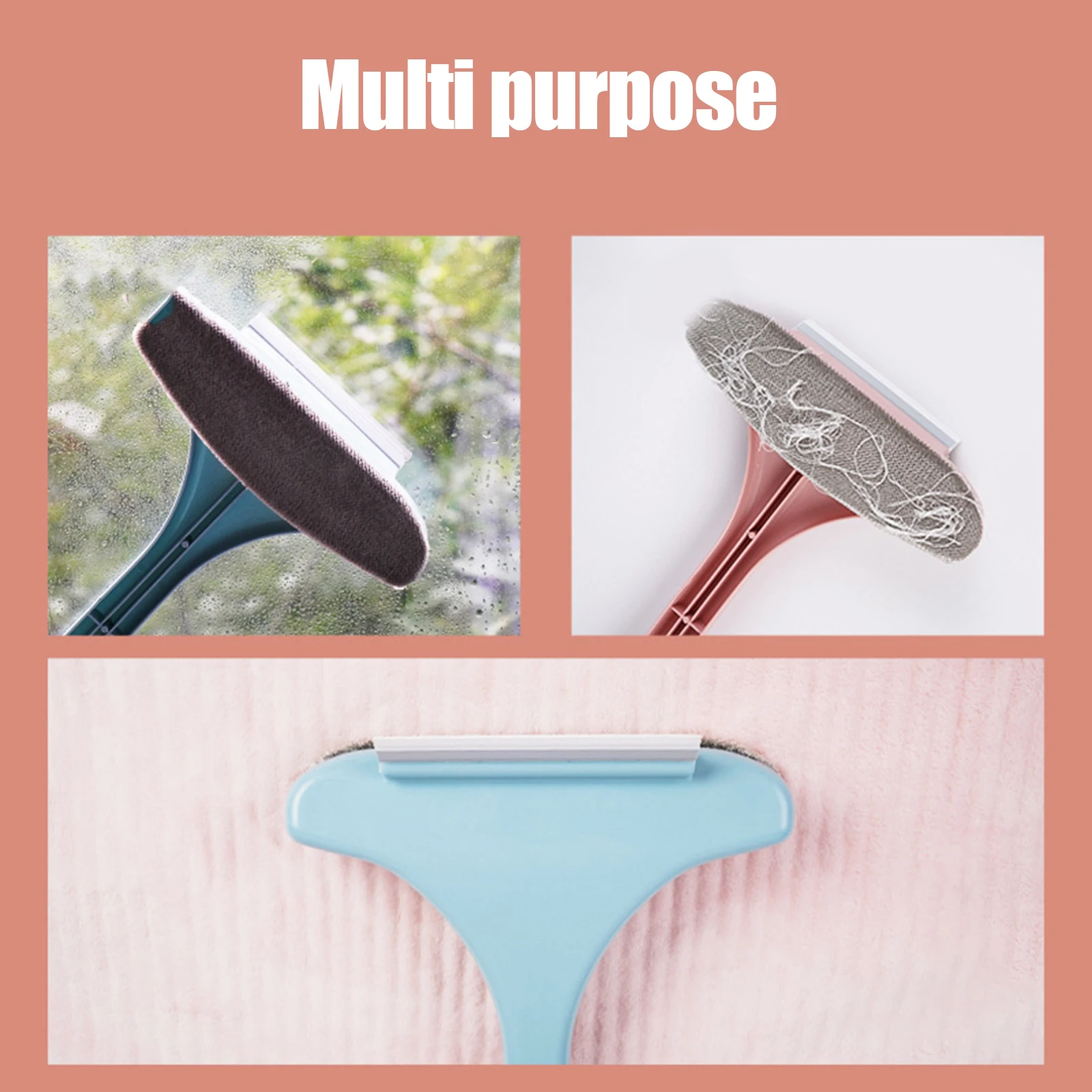 

Window Cleaner with Scraper Flannelette Brush Multifunctional Screen Window Washing Brush with Detachable Long Handle