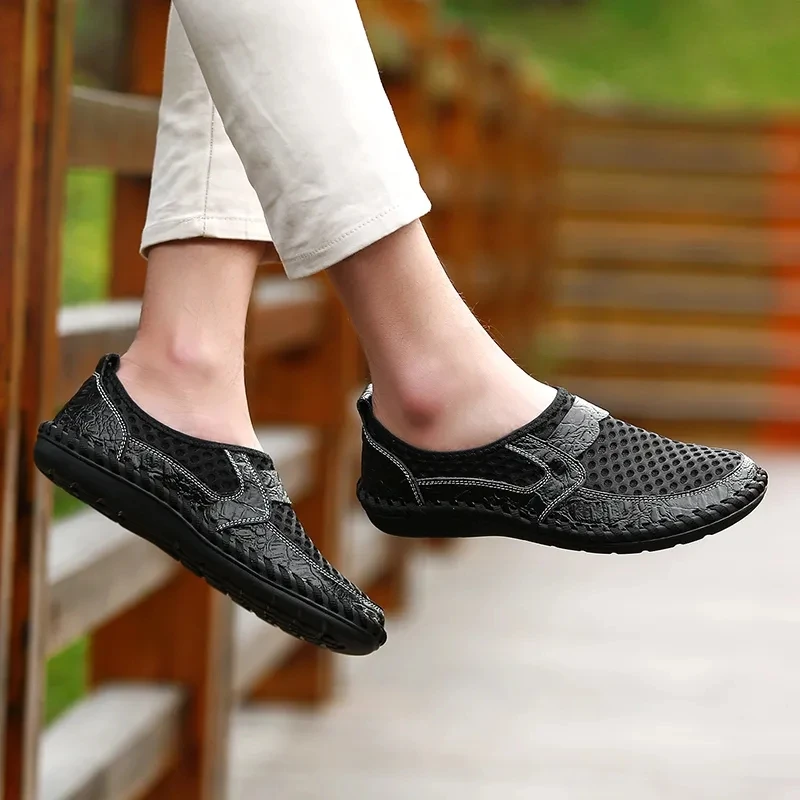 

Big Size 45 46 Mens Summer Breathable Mesh Shoes Men Casual Leather Sneakers Male Trendy Driving Loafers Shoes Man Boys Sneakers