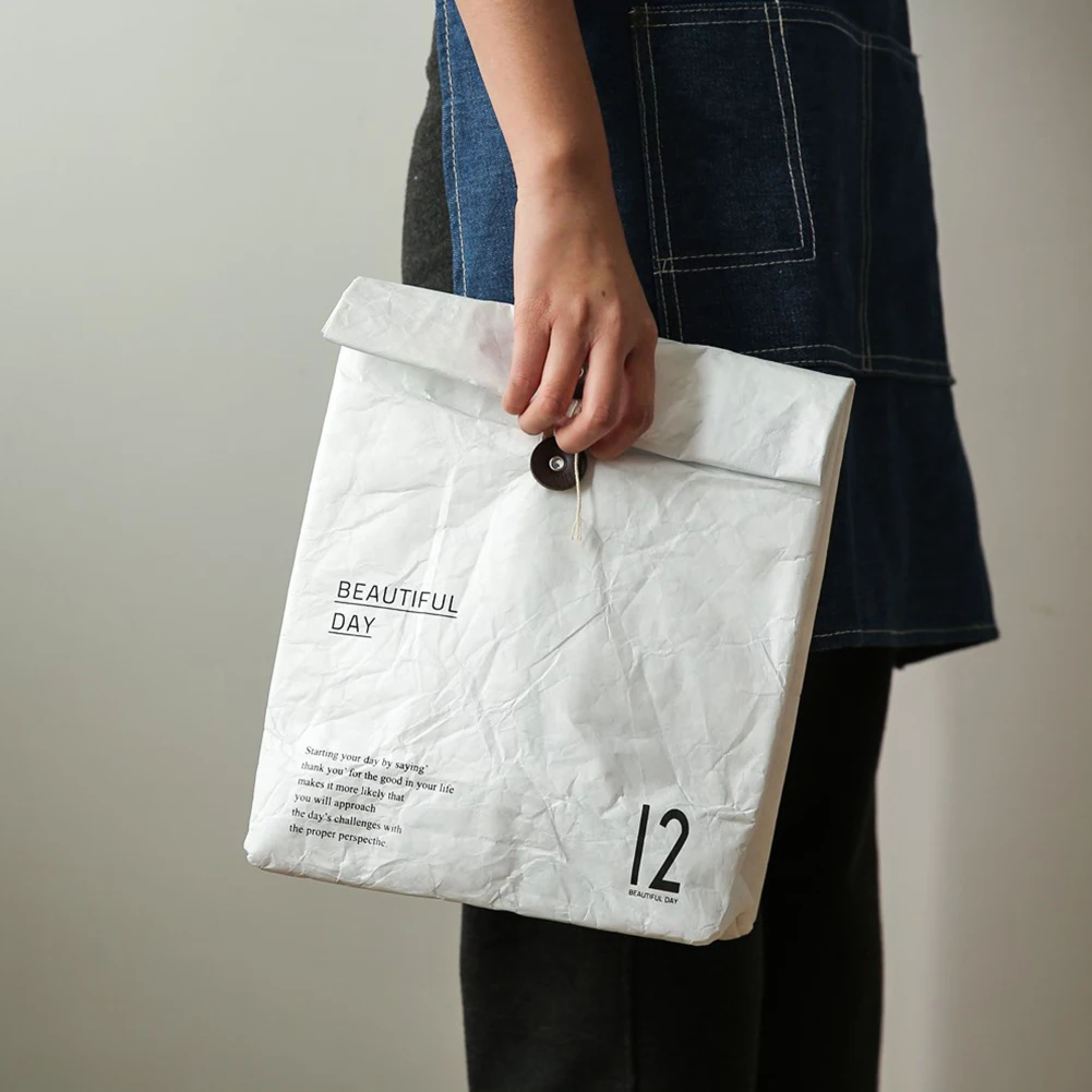 

Brown Paper Cooler Bag Printed Kitchen Storage Reusable Insulated Lunch Bag Grocery Bag With Aluminum Film For Work Picnic White