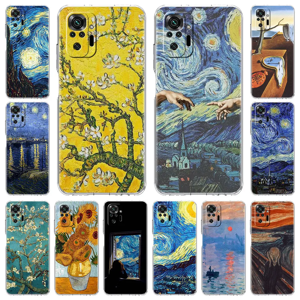 

Hot Sale Case For Xiaomi Redmi Note 10 9 8 Pro 9S 7 10S 8T 9C 9A 8A 9T 7A K40 K20 Clear Soft Phone Cover Van Gogh Art Aesthetics