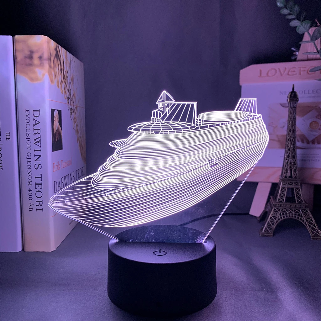 Международная торговля новая яхта 3D ночник семь цветов сенсорный пульт