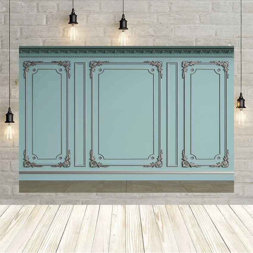 

Avezano Vintage Photo Backdrop Interior Blue Chic Wall Wedding Portrait Photography Background Floral Texture Photo Studio Props