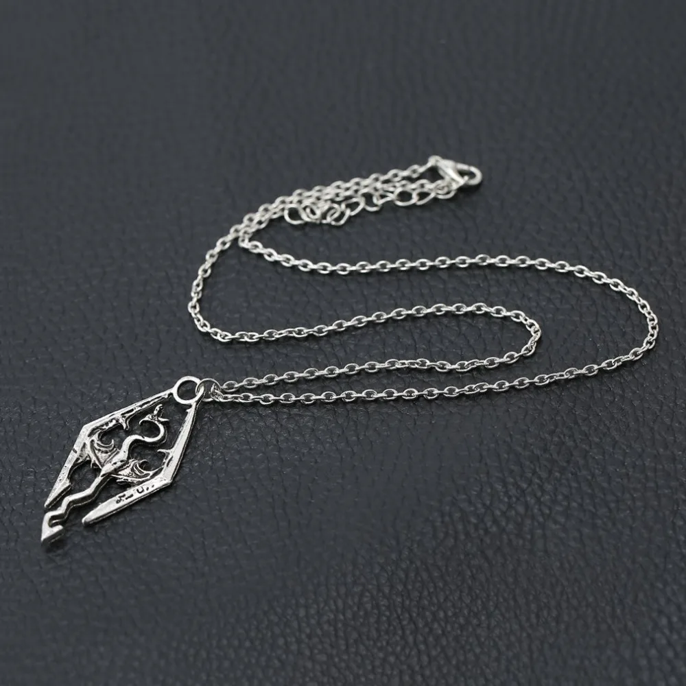 Ожерелье с кулоном Skyrim Colar Elder Scrolls подвеска в виде динозавра дракона антиго