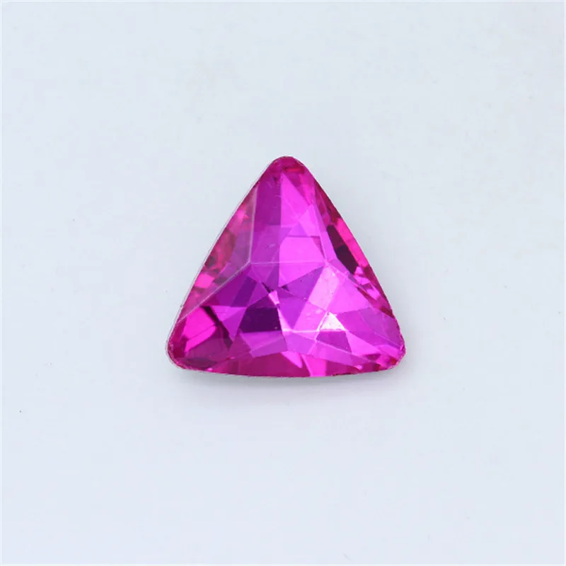 Rose red 8mm 10 шт. треугольные хрустальные 3D Подвески для ногтей Белые AB Стразы с серебряным острым дном голографическое искусство ногтей украшение маникюр - Цвет: Rose red 8mm