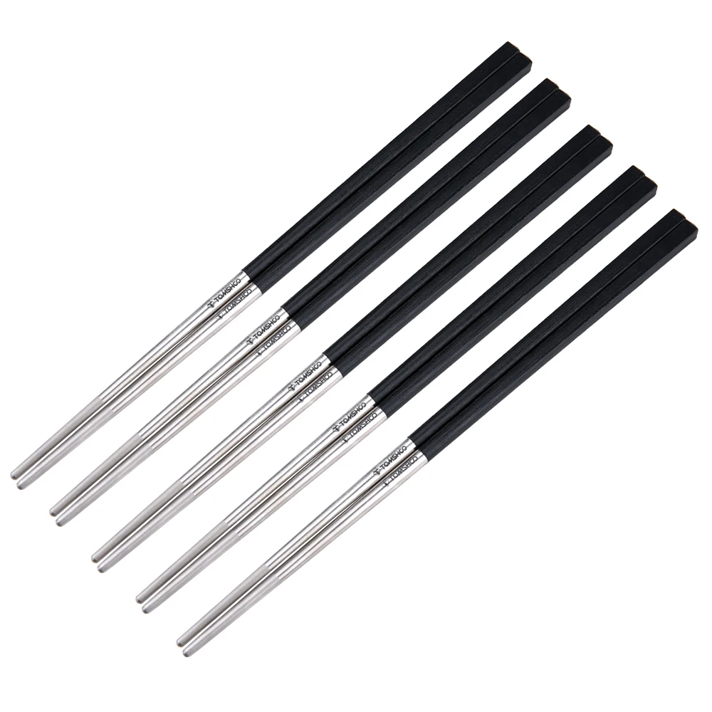 

5 Pairs Titanium Chopsticks with Carbon Fiber Outdoor tableware