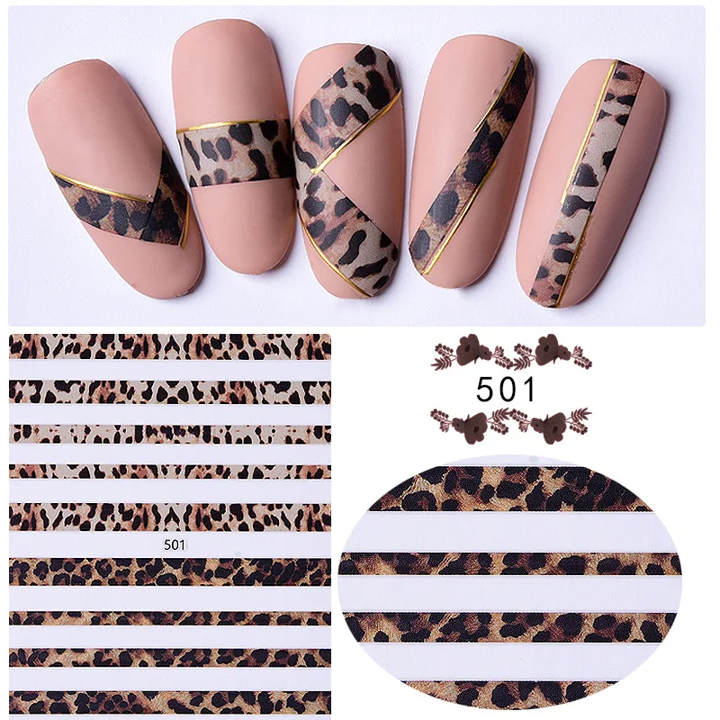 1 шт. самоклеящиеся 3D Наклейки для ногтей с леопардовым принтом|Стикеры и